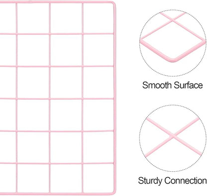 PATIKIL 12"x12" Wire Grid Panel, 2 Pack Board Photo Pictures Memo Display Grid Panels Hanging Organizer Wall Decorative Panel for Home Office Wedding, Pink