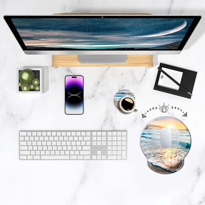 Ergonomic Mouse Pad with Wrist Support,Mouse Pad with Wrist Rest,Relieve Wrist Pain Mousepad Non-Slip Rubber Base,Mouse Pads for Desk,Computers,Laptop,Office,Home,Accessories Golden Beach
