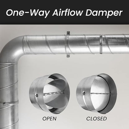 Draft Blocker 5'' Inch - Backdraft Damper - Draft Stopper - Backflow Preventer - Inline Fan Vent Deflector - One-Way Airflow Ducting - Dryer Duct Connector with Backdraught Flap