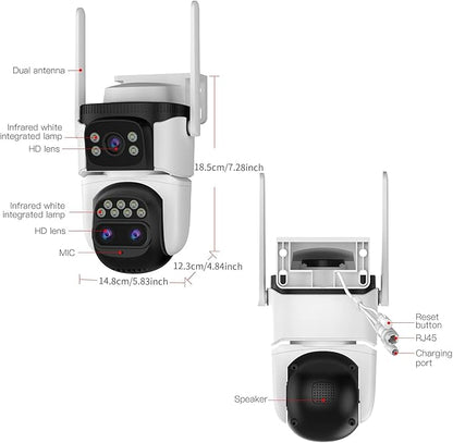 VSTARCAM Three-Lens Security Camera,2K Outdoor Camera,Human Detection,Home Security Cameras Outdoor,Night Vision,Siren & Spotlight Alarm,Two Way Audio,Local & Cloud Storage,10x Zoom