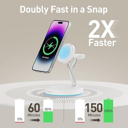 2025 3 in 1 Charging Station Compatible with Magsafe Charger Wireless Charger Stand for iPhone 16 15 14 13 12 Series Wireless Charging Station for AirPods Wireless Charging Stand for iWatch Series