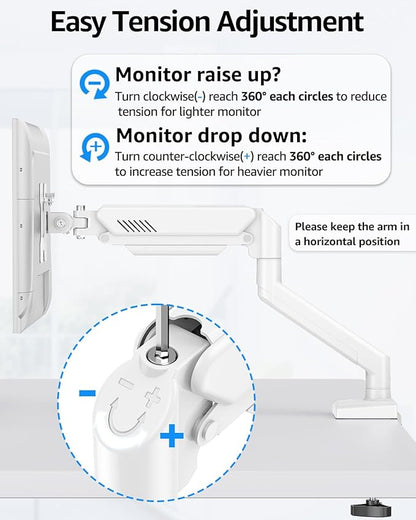 Dual Monitor Stand fits up to 32 inch, 4.4-22 lbs Computer Screens, Dual Monitor Desk Mount Height Adjustable, Monitor Arms for 2 Monitors, Home Office VESA Mounts, Freelift White