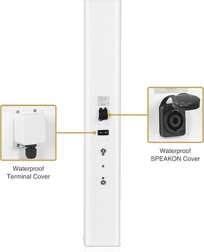 Sound Town Weatherproof Compact Aluminum Line Array Column Speaker with Wall Mount Bracket, 6 x 3 Woofers, 4 x 1.2 Dome Tweeters, White, for Church, Indoor & Outdoor Installation (CARPO-M64W)