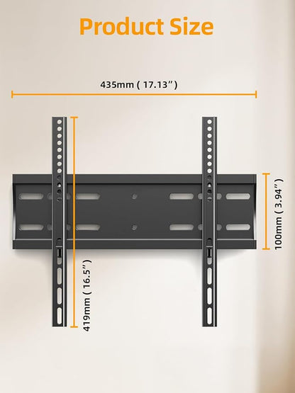 IWORKBOARD 43 50 55 inch Fixed Low Profile TV Wall Mount for 24-65 inch LED/LCD & Flat/Curved TVs, Universal Wall Mount Bracket with Safe Lock, Max VESA 400x400mm, up to 99Lbs & 16 '' Stud
