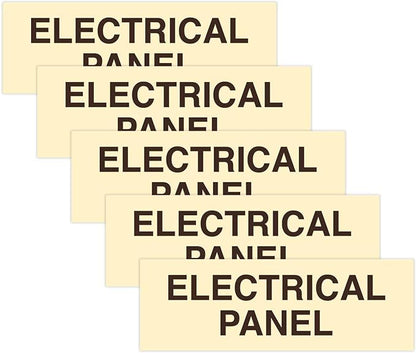 All Quality Basic Electrical Panel Sign - Fire Regulation Safety Compliance Sign - Ivory/Dark Brown - Medium (5 Pack)