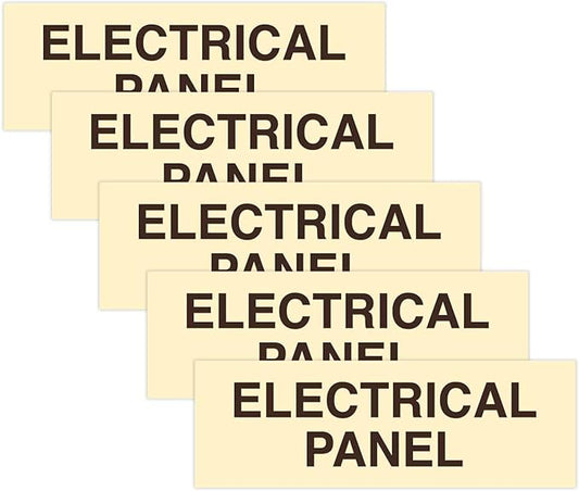 All Quality Basic Electrical Panel Sign - Fire Regulation Safety Compliance Sign - Ivory/Dark Brown - Medium (5 Pack)