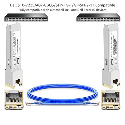 OPSTRAN 1000BASE-T SFP RJ45 Copper Transceiver Module Compatible with Dell Force10 GP-SFP2-1T SFP-1G-T 310-7225 407-BBOS 100m Cat5e/6 4 Pack