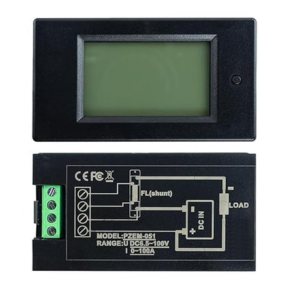 Hosyond DC 6.5-100V 0-100A LCD Display Digital Power Monitoring Meter Voltage Current Power Energy Meter Ammeter Voltmeter Multimeter with 100A Current Shunt