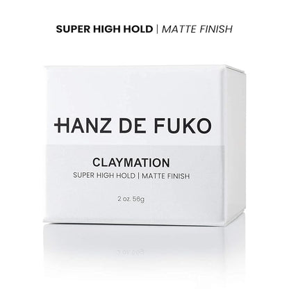 Hanz de Fuko Claymation – Premium Men’s Hair Styling Clay for a Super High Hold, Matte Finish – Clay & Wax Hybrid, Ideal Texture Product for Straight, Wavy and Thick Hair Types – 2 oz, Travel Size