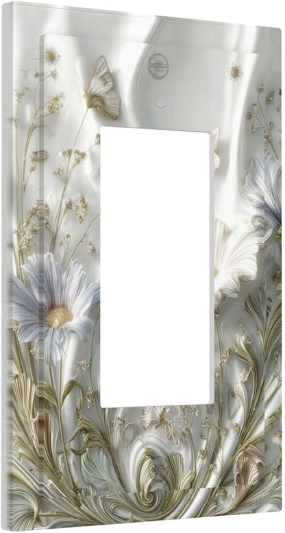 Bvtewkhz Boho Floral Wild Flower 1 Gang Single Rocker Decorative Light Switch Covers Electrical Faceplate Switch Plates for Bathroom Kitchen Home