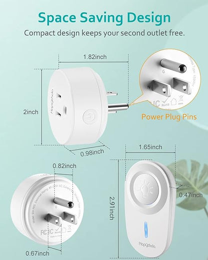 [2 Pack] HAPYTHDA Wireless Remote Control Outlet Plug, No Wiring Needed Remote Light Switches Kit, 500 Feet RF Range 275V/15A/1500W Electrical Remote Outlet for Light, Small Electrical Appliance