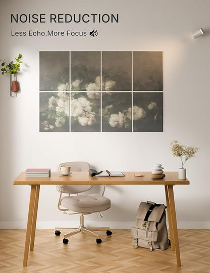 Wall Art Acoustic Panels,47''X31''Sound Absorbing Panels-8-Pack with 50 Adhesive Tabs, Decorative Sound Absorbing Panels for Living Room and Recording Studio, Offices-Stilleven met gitaar en rozen