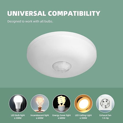 ECOELER Occupancy Ceiling Sensor Switch, 360° Passive Infrared PIR Motion Sensor, 120-277VAC, Neutral Wire Required, Automatic Commercial or Residential Lighting Solution, UL Listed, 5 Pack