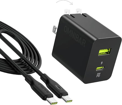 35W USB C Charger with 60W Type C Cable,2 Ports GaN Fast Wall Charger Block,PD3.0 PPS USB-C Power Adapter for iPhone 16/15/14, Galaxy S24//Note 20, Pixel 8 Pro/8/7, iPad/iPad Mini,MacBook Air and More