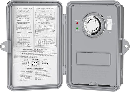 BN-LINK Pool Pump Timer, Outdoor Mechanical Timer Box, Heavy Duty 24 Hour Programmable, 2HP 40A Max, 120, 240, 277 VAC, for Pool Pump, Water Heater, Fans, SPA, ETL Listed