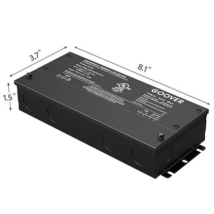 GOOVER 100W Dimmable LED Driver, 12V Triac Dimmable Power Supply, AC to DC Transformer for LED Light, Compatible with Lutron and Leviton Dimmer, Waterproof IP67 and UL Listed