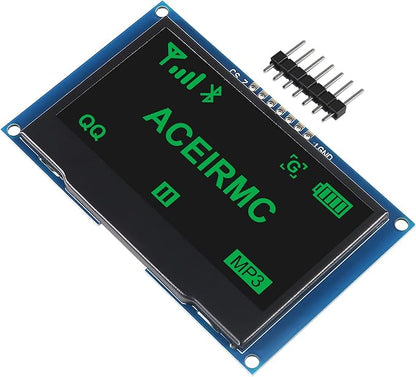 ACEIRMC 2.42 inch 128x64 OLED LCD Display Module SSD1309 7 Pin SPI/IIC I2C Serial Interface for Arduino UNO R3 (Green)