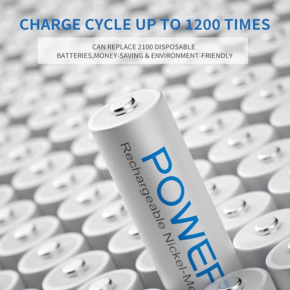 POWEROWL AAA Rechargeable Batteries 24 Pack, High Capacity Rechargeable AAA Batteries 1000mAh 1.2V NiMH Low Self Discharge