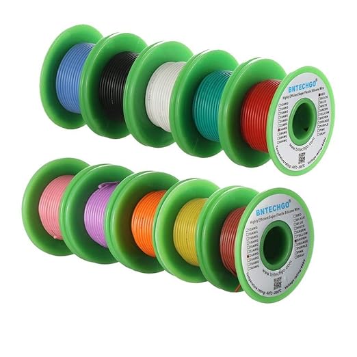 BNTECHGO 24 Gauge Silicone Wire Kit 10 Color Each 25 ft Flexible 24 AWG Stranded Tinned Copper Wire