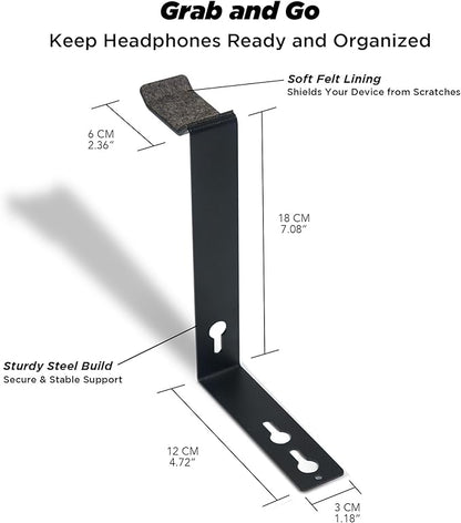 ULTRARM Moodular Add-ons Headphone Stand [Accessory Only - Requires Moodular Wooden Monitor Stand Slide Rails for Use] Black MSA-HS