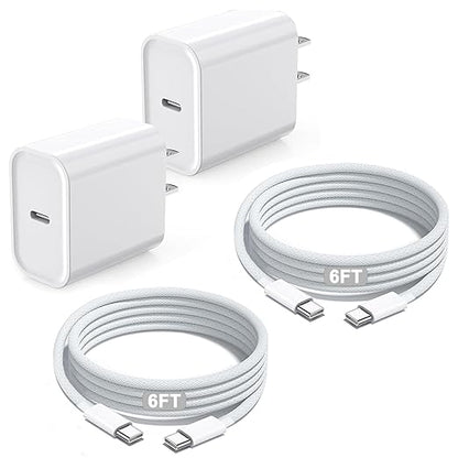 iPhone 16 15 Charger Fast Charging,iPad Fast Charger USB C Chargers Apple iPad Charger 2Pack 6FT Type C USBC to C Woven Cable Cord Block for iPad Pro 12.9/13/11inch,iPad Air,iPad Mini 6/7th,iPad 10/11