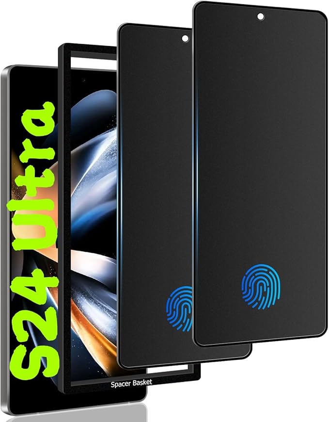 2 Pack Matte Privacy Screen Protector for Samsung Galaxy S24 Ultra 5G,9H Tempered Glass,Anti-Glare,Anti-Spy,Anti-Scratch, Smooth and Responsive Absolute Fingerprint Compatibility Touch Screen HD Clear