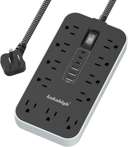 20 FT Extension Cord with USB Ports- Power Strip with USB, 1625W Multi Outlet with 11 AC Outlet 6 USB (24W/4.8A), Charging Station for Multiple Devices, for Home, Office, Dorm, Gaming Room Essentials