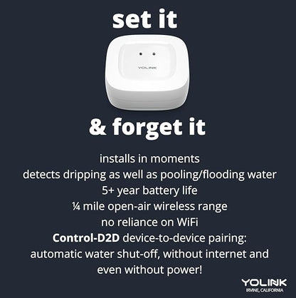 YoLink Water Leak Starter Kit: Hub + 6 Leak Sensor 1 (Silent), LoRa Long-Range, App/SMS/Email Alerts, D2D Offline Triggers, 2 AAA Up to 5-Year Battery, Compatible with Alexa/IFTTT/Home Assistant