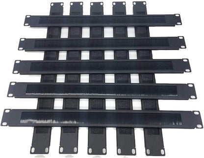 QiaoYoubang 10 Pack 1U Horizontal Rack Mount Cable Management Panel with Cable Entry Brush for 19-Inch Rack Or Cabinet Black (1UCMB1U10PC)