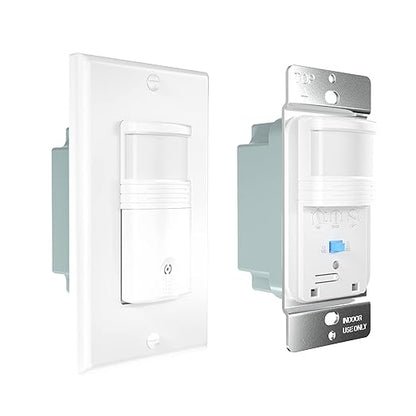 EverElectrix 4 Pack Motion Sensor Light Switch, Indoor Occupancy & Vacancy Sensor with Neutral Wire Required, Single Pole only, Adjustable Timer & Sensitivity, Title 24 Compliant, UL Certified, White