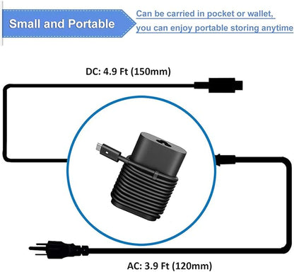 65W Type c USB c Ac Charger Compatible with Dell xps 13 9360 13 9365 2in1 13 9315 9320 5420 5290 5480 5491 5495 5520 5530 5580 5590 5591 7280 7290 Power Adapter Supply Cord