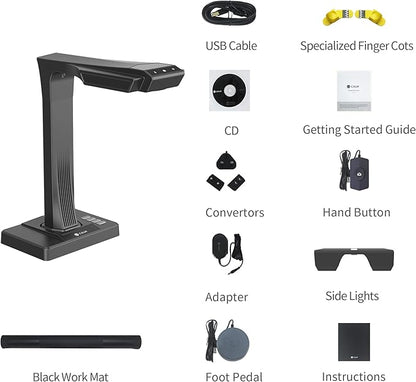 CZUR ET24 Pro Professional Book Scanner, 24MP Document Camera, 3rd Gen Auto-Flatten & Deskew Tech, A3 Document Scanner, 180+ Languages OCR, Support HDMI, for Windows/MacOS/Linux
