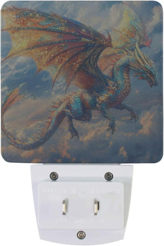 Pigsaly Led Night Light Psychedelic Colorful Dragon Night Light Plug in Wall Lamp Smart Dusk to Dawn Sensor Nightlight Led Lamp Energy Saving Lights Gift for Kids Room Bedroom Bathroom Hallway
