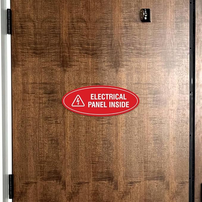 Signs ByLITA Oval Electrical Panel Inside Sign (Dark Brown) - Small