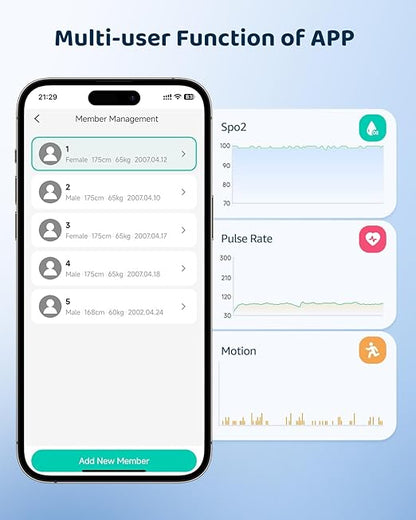 Pulse Oximeter O2 Ring Oxygen Monitor with Smart Reminder Sleep Oxygen Monitor Continuous Recording of SpO2 & PR, Blood Oxygen Saturation Rechargeable Pulse Ox with Free APP & Reports