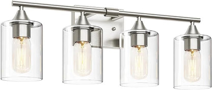 XPEHK 4-Light Bathroom Light Fixtures,Brushed Nickel Vanity Lighting Fixtures,Modern Wall Lighting Sconces for Mirror Bedroom Living Room Vanity Table Hallway