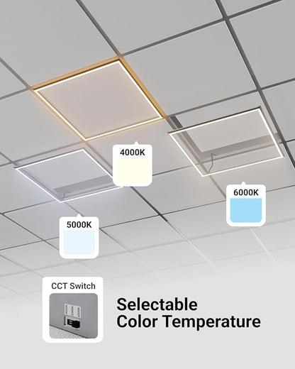 Sunco 20 Pack 2x2 Edge-Lit Frame LED Panel Lights, Drop Ceiling Flat Light Fixture, 5500 LM, Selectable Features, 30W/40W/50W, 4000K/5000K/6000K, Dimmable (0-10V) ETL