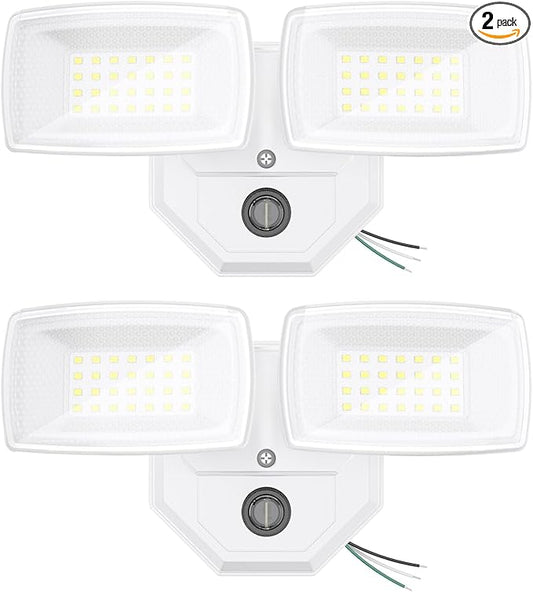 Onforu 32w 3200LM Dusk to Dawn Outdoor Lighting,6500K Dual-Head Flood Light Outdoor with Photocell,IP66 Waterproof Security Lights,2Pack Exterior Daylight off and Night On White Light for Patio Garden