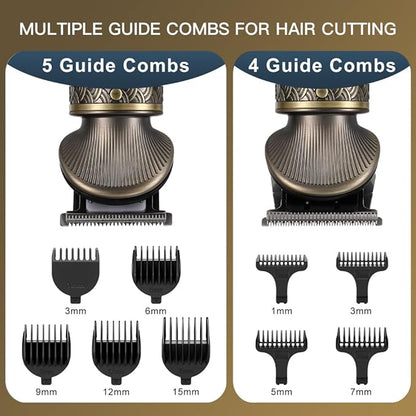 Scttomon Beard Trimmer Kit Professional Hair Clipper Zero Gapped T-Blade Electric Shaver Razor Nose Body Trimmer for Men Cordless Grooming Kit 7 in 1