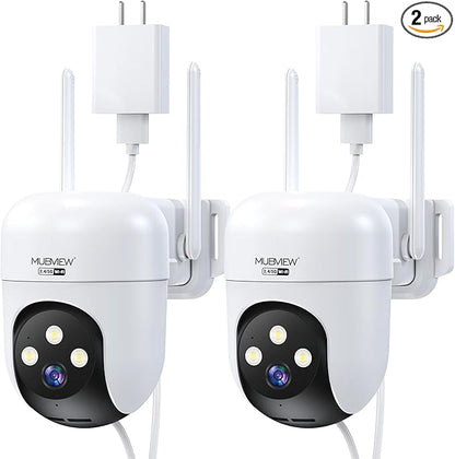 MUBVIEW 360° Security Cameras Wireless Outdoor,24/7 Wired Outdoor Camera for Home Security,Motion Tracking,5G/2.4G WiFi Security Camera,Night Vision, IP66,AI Detection,Local & Cloud Storage,2-Pack