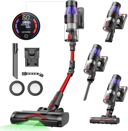 Ultenic Cordless Vacuum Cleaner, 550W/50Kpa, 60Mins Runtime, 180°Bendable Wand, Anti-Tangle Brush, Stick Vacuums Cordless with Charging Dock, for Pet Hair/Carpet/Floor/Car, U16 Flex