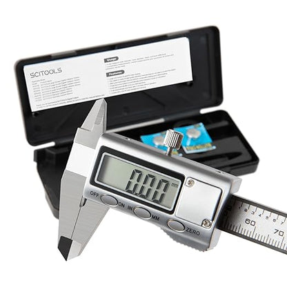 SCITOOLS All-Metal Small Digital Caliper 0-4" Mini Measuring Tool, Micrometer Caliper with Auto-Off Feature, Interchangeable Between inches and millimeters for DIY/Household and 3D Printing