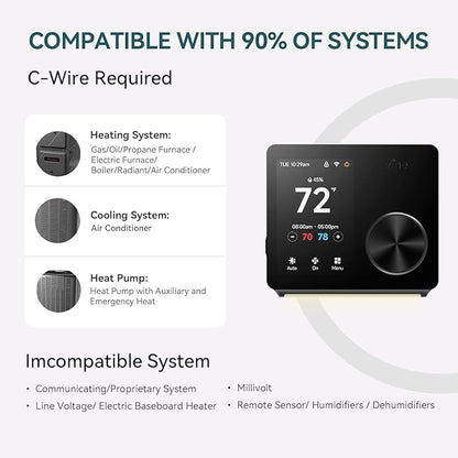 ST300 WiFi Thermostat, Compatible with Alexa and Google, App Control, 3.5” Touch Screen, Knob, Easy Install, Universal Compatibility, 7 Day Scheduling, Night Light, Zoning Compatible