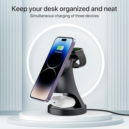 3 in 1 Wireless Charging Station for Apple Devices,Magsafe Charger Stand for IPhone16 15 14 13 12 Pro/Max/Plus/Mini Wireless Charger Station for AirPods 2/3/Pro iWatch Ultra/8/7/SE/6/5/4/3/2