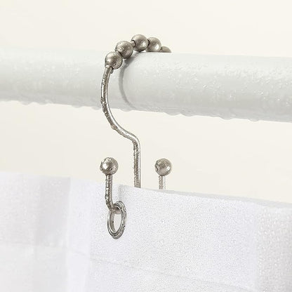 Shower Curtain Hooks, Goowin Shower Curtain Rings, Stainless Steel Shower Curtain Hooks Rust Proof Free Sliding Double Shower Hooks for Curtain, Shower Curtains & Liners (Matte Nickel)