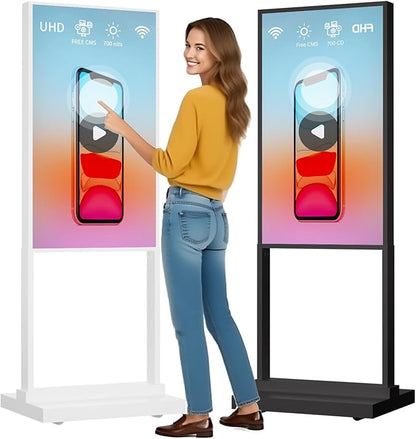 Canlarriz 55 Inch 4K Touchscreen Kiosk, Indoor Capacitive Touch Floor Standing Digital Signage Displays,Advertising Display LCD Kiosk, UHD Interactive Display Poster Android System, HDMI/USB/WiFi