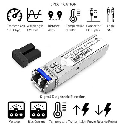 OPSTRAN 1000BASE-LX/LH SFP Optical Transceiver Module Compatible with Palo Alto Networks PAN-SFP-LX/LH 1G SFP 1310nm 20km DDM Duplex LC SMF 4 Pack