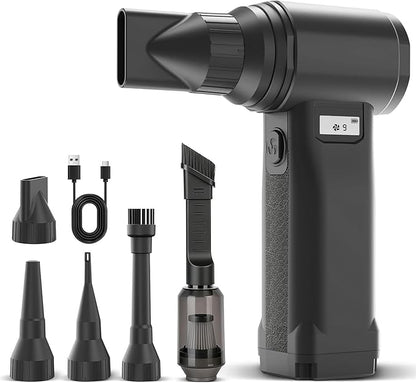 OVVGO Electric Compressed Air Duster, 300,000RPM Cordless Air Blower for Dust Removal, Duster/Vacuum 2-in-1 with 10 Speeds, 20000mAh Rechargeable & 5 Nozzles Dust Blower for PC, Keyboard, Car, Outdoor