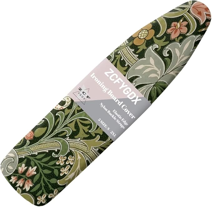 ZXFYGDX Cover for Ironing Board, William Morris Prints Table Top Ironing Board Cover with Nylon Buckle Straps and Elastic Edges Easy to Install, Standard Size Suitable for 15x48 Inch Ironing Board M