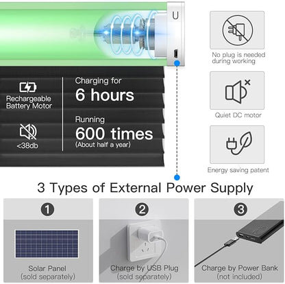 Tokblind Motorized Sheer Shade with Remote Control, Light Filtering Electric Roller Blind Compatible with Alexa via Hub, Rechargeable Smart Window Shade Custom Size (Light Filtering Black)
